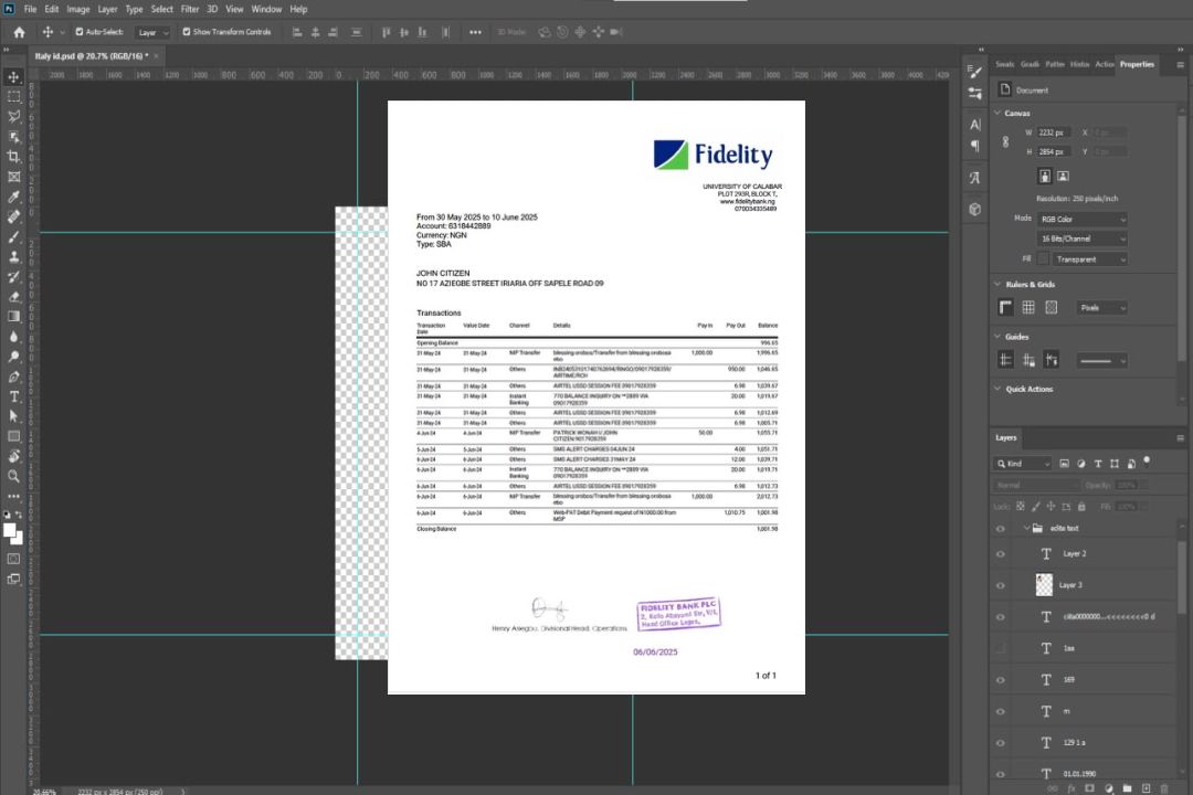 Modèle Word et PDF de relevé bancaire Nigeriania Fidelity, version 2 template Modèle Word et PDF de relevé bancaire Nigeriania Fidelity, version 2 template